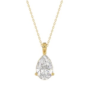 LADIES SOLITAIRE PENDANT 3CT PEAR DIAMOND 14K YELLOW GOLD