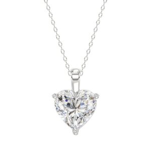 LADIES SOLITAIRE PENDANT 4.00CT HEART DIAMOND 14K WHITE GOLD