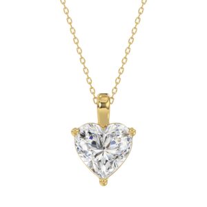 LADIES SOLITAIRE PENDANT 4.00CT HEART DIAMOND 14K YELLOW GOLD