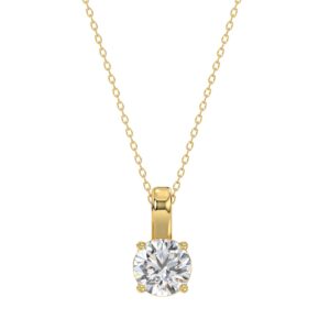LADIES SOLITAIRE PENDANT WITH CHAIN 1/2CT ROUND DIAMOND 18K YELLOW GOLD