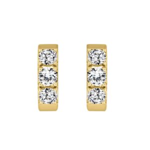 14K YELLOW GOLD 1 1/2CT ROUND DIAMOND LADIES HOOPS EARRINGS