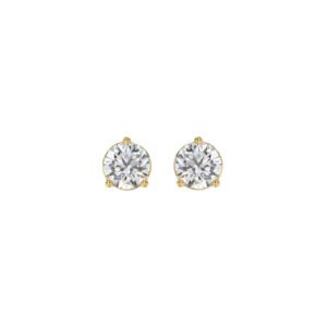 14K YELLOW GOLD 1CT ROUND DIAMOND LADIES SOLITAIRE EARRINGS