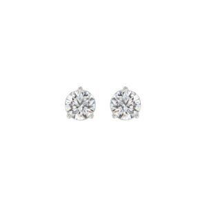 14K WHITE GOLD 1CT ROUND DIAMOND LADIES SOLITAIRE EARRINGS