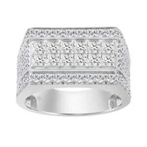 14K WHITE GOLD 3.00CT ROUND/PRINCESS DIAMOND MEN'S RING