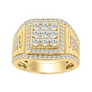 14K YELLOW GOLD 2.00CT ROUND DIAMOND MEN'S RING