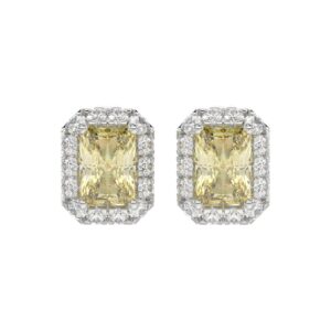 14K WHITE GOLD 1 1/4CT ROUND/YELLOW EMERALD DIAMOND LADIES EARRING (YELLOW EMERALD DIAMOND 1.00CT)