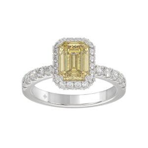 14K WHITE GOLD 1.00CT ROUND/YELLOW RADIANT DIAMOND LADIES RING (CENTER STONE YELLOW RADIANT DIAMOND 3.00CT)