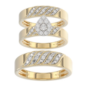 LADIES TRIOS SET 0.33CT ROUND DIAMOND 10K YELLOW GOLD