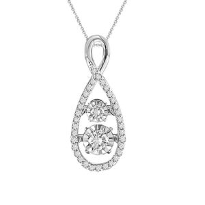 LADIES PENDANT WITH CHAIN 0.25CT ROUND DIAMOND 10K WHITE GOLD