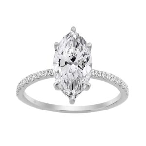 14K WHITE GOLD 2 1/4CT MARQUISE/ROUND DIAMOND LADIES RING (CENTER STONE MARQUISE DIAMOND 2CT)