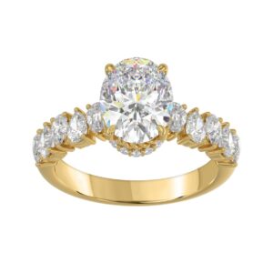 14K YELLOW GOLD 2 3/4CT ROUND/OVAL/PEAR DIAMOND LADIES RING (CENTER STONE OVAL DIAMOND 2CT)