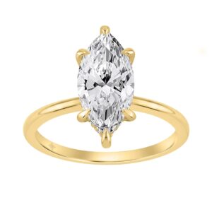 14K YELLOW GOLD 2.00CT MARQUISE/ROUND DIAMOND LADIES RING (CENTER STONE MARQUISE DIAMOND 2.00CT)