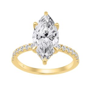 14K YELLOW GOLD 3 1/2CT MARQUISE/ROUND DIAMOND LADIES RING (CENTER STONE MARQUISE DIAMOND 3CT)