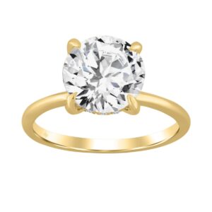 14K YELLOW GOLD 3.00CT ROUND DIAMOND LADIES RING