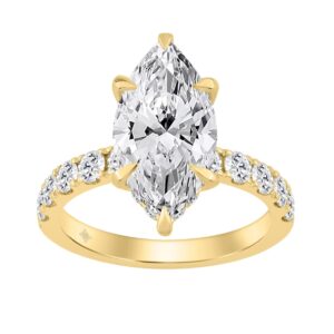 14K YELLOW GOLD 6.00CT MARQUISE/ROUND DIAMOND LADIES RING (CENTER STONE MARQUISE DIAMOND 5CT)