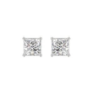 LADIES SOLITAIRE EARRINGS 2 1/2CT PRINCESS DIAMOND 14K WHITE GOLD