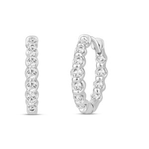 14K White Gold diamond inside-out hoop ladies earrings featuring round diamonds 3/4CT (Color F-G -Clarity VS1/VS2)