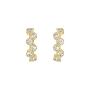 Elegant Ladies 10K Yellow Gold 3/4CT Round Lab Grown Diamond Fancy Hoop Earrings  (Color F-G -Clarity VS1/VS2)