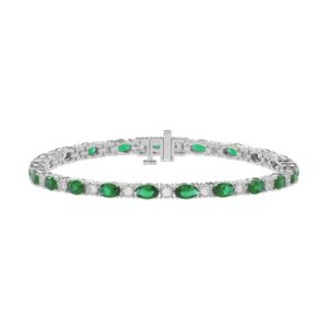 14K WHITE GOLD 6 7/8CT ROUND/EMERALD OVAL DIAMOND LADIES BRACELET (EMERALD OVAL 6 1/6CT)
