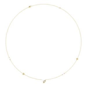 10K Yellow Gold Pearl & Ladies Necklace 1/5CT  Marquise Diamonds (Color F-G -Clarity VS1/VS2)