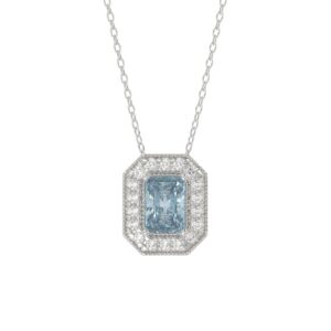 14K WHITE GOLD 1 1/4CT ROUND/BLUE EMERALD DIAMOND LADIES PENDANT WITH CHAIN (BLUE EMERALD DIAMOND 1.00CT)