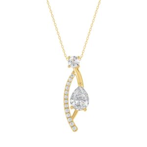 14K YELLOW GOLD 1.00CT ROUND/PEAR DIAMOND LADIES PENDANT