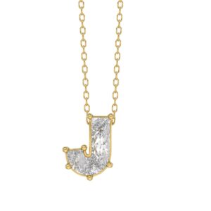 14K YELLOW GOLD 7/8CT FANCY CUT ALPHABET DIAMOND LADIES PENDANT WITH CHAIN