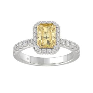 14K WHITE GOLD 1.00CT ROUND/YELLOW RADIANT DIAMOND LADIES RING (CENTER STONE YELLOW RADIANT DIAMOND 3.00CT)