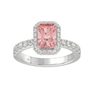 ETERNAL BLUSH COLLECTION 14K WHITE GOLD 1.00CT ROUND/RADIANT DIAMOND LADIES RING (CENTER STONE PINK RADIANT DIAMOND 3.00CT)