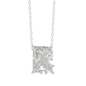 10K WHITE GOLD 1 5/8CT FANCY CUT ALPHABET DIAMOND LADIES PENDANT WITH CHAIN