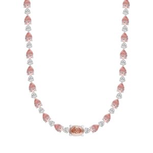 LADIES NECKLACE 15CT ROUND/PEAR/OVAL DIAMOND 14K WHITE/ROSE GOLD