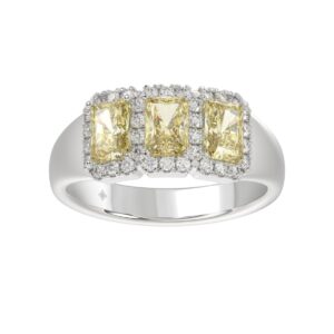 14K WHITE GOLD 1 3/4CT ROUND/RADIANT YELLOW DIAMOND LADIES RING