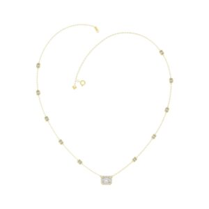 14K YELLOW GOLD 2 1/4CT ROUND/EMERALD DIAMOND LADIES NECKLACE