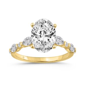 14K YELLOW GOLD 4.00CT ROUND/OVAL/MARQUISE DIAMOND LADIES RING