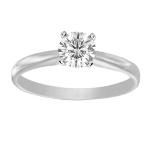 LADIES SOL RING 0.10CT ROUND DIAMOND 14K WHITE GOLD