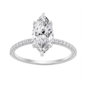 14K WHITE GOLD 1 3/4CT MARQUISE/ROUND DIAMOND LADIES RING (CENTER STONE MARQUISE DIAMOND 1 1/2CT)