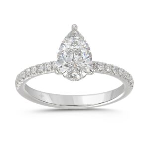 14K WHITE GOLD 1 3/4CT ROUND/PEAR DIAMOND LADIES RING (CENTER STONE PEAR DIAMOND 1 1/2CT)