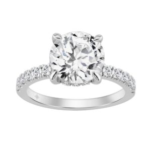 14K WHITE GOLD 3 1/2CT ROUND DIAMOND LADIES RING (CENTER STONE ROUND DIAMOND 3CT)