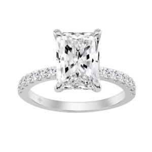 14K WHITE GOLD 3 1/2CT ROUND/RADIANT DIAMOND LADIES RING (CENTER STONE RADIANT DIAMOND 3CT)