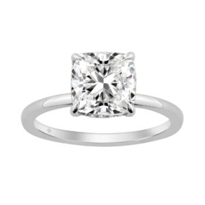 14K WHITE GOLD 3.00CT ROUND/CUSHION DIAMOND LADIES RING (CENTER STONE CUSHION DIAMOND 3CT)