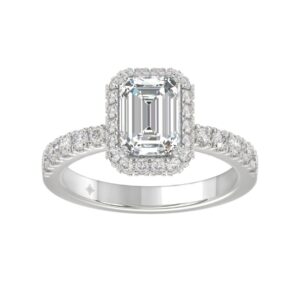 14K WHITE GOLD 4.00CT ROUND/EMERALD DIAMOND LADIES RING (CENTER STONE EMERALD DIAMOND 3.00CT)