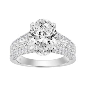14K WHITE GOLD 5 1/2CT ROUND/PRINCESS/OVAL DIAMOND LADIES RING (CENTER STONE OVAL DIAMOND 4CT)