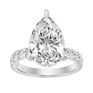 14K WHITE GOLD 6.00CT ROUND/PEAR DIAMOND LADIES RING (CENTER STONE PEAR DIAMOND 5CT