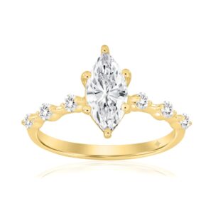 14K YELLOW GOLD 1 1/4CT ROUND/MARQUISE DIAMOND LADIES RING (CENTER STONE MARQUISE DIAMOND 1CT)