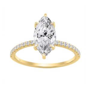 14K YELLOW GOLD 1 3/4CT MARQUISE/ROUND DIAMOND LADIES RING (CENTER STONE MARQUISE DIAMOND 1 1/2CT)