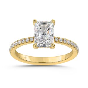 14K YELLOW GOLD 1 3/4CT ROUND/RADIANT DIAMOND LADIES RING (CENTER STONE RADIANT DIAMOND 1 1/2CT)