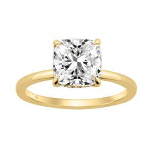 14K YELLOW GOLD 3.00CT ROUND/CUSHION DIAMOND LADIES RING (CENTER STONE CUSHION DIAMOND 3CT)