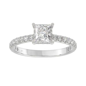 LADIES RING 1 1/2CT ROUND/PRINCESS DIAMOND 14K WHITE GOLD (CENTER STONE PRINCESS DIAMOND 1CT)