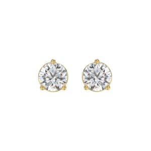 14K YELLOW GOLD 3CT ROUND DIAMOND LADIES SOLITAIRE EARRINGS (CENTER STONE  ROUND DIAMOND 1 1/2CT)
