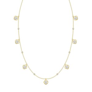 14K YELLOW GOLD 1 1/2CT ROUND DIAMOND LADIES NECKLACE